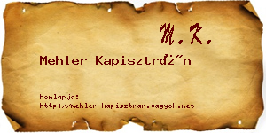 Mehler Kapisztrán névjegykártya